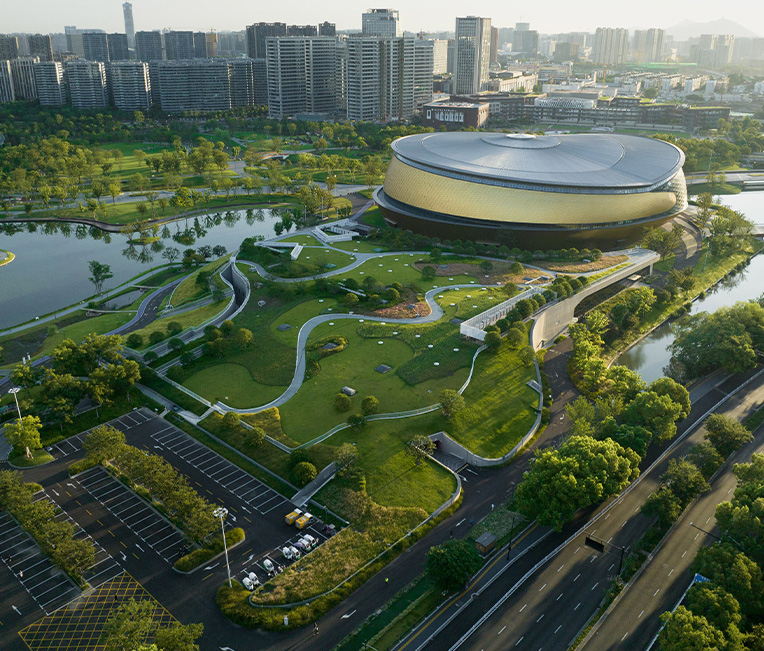 Subproyecto de revestimiento de estructura de acero del parque deportivo Hangzhou Eastern Bay (sala de patinaje sobre ruedas, cinta, salas auxiliares, torre paisajística)